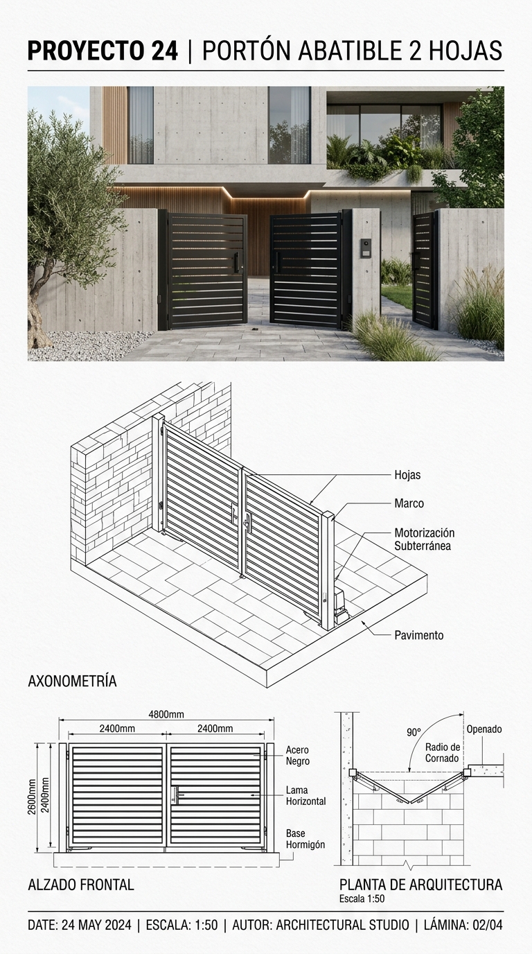 Proyecto 24: Portón Abatible 2 Hojas