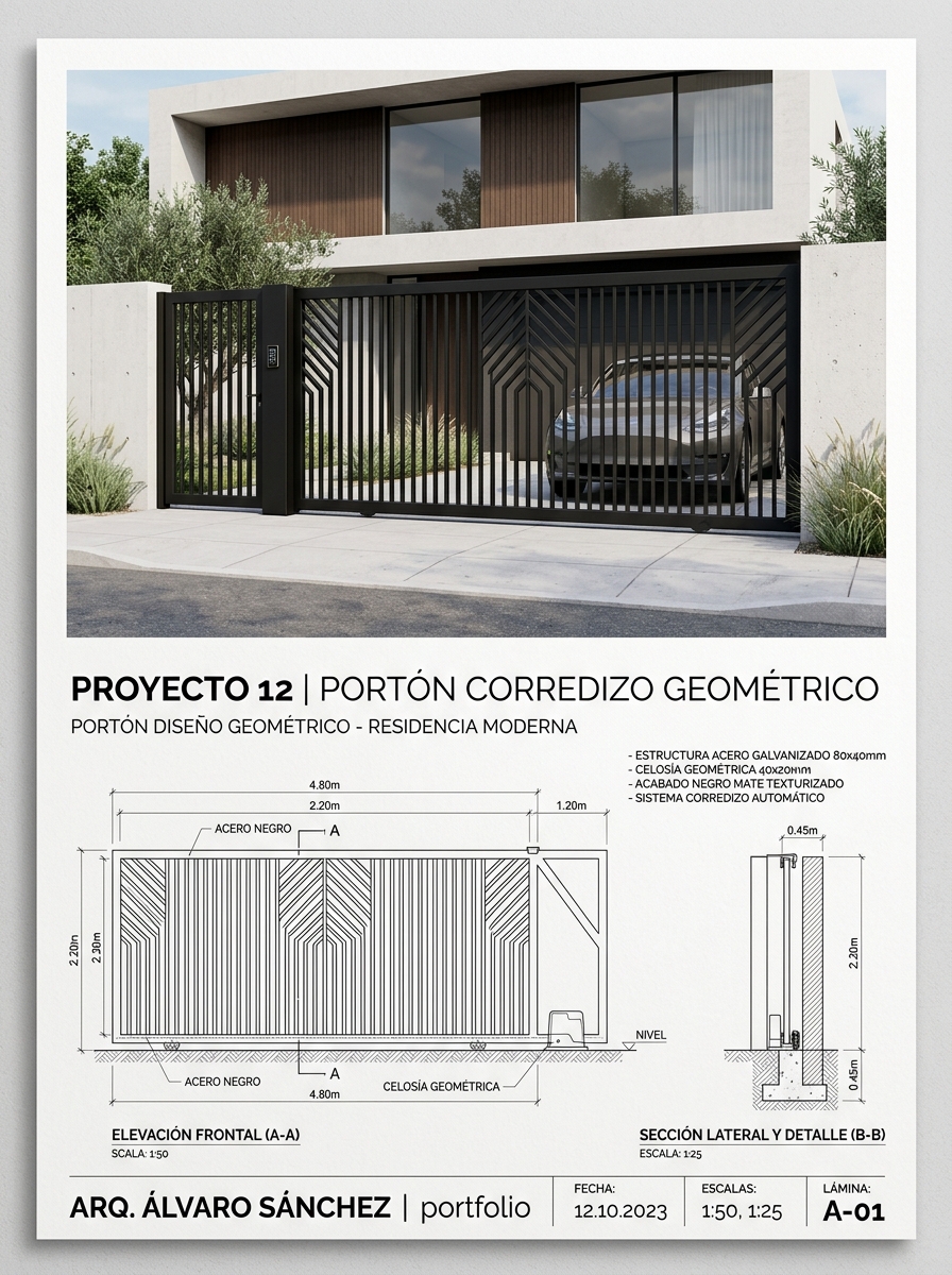 Proyecto 12: Portón Corredizo Geométrico